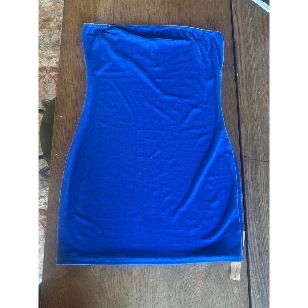 Reformation Astro Cobalt Blue Velvet Strapless Mini Dress L NWT